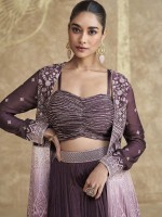 Dark Purple Real Premium Chinon Silk Western Lehenga Choli